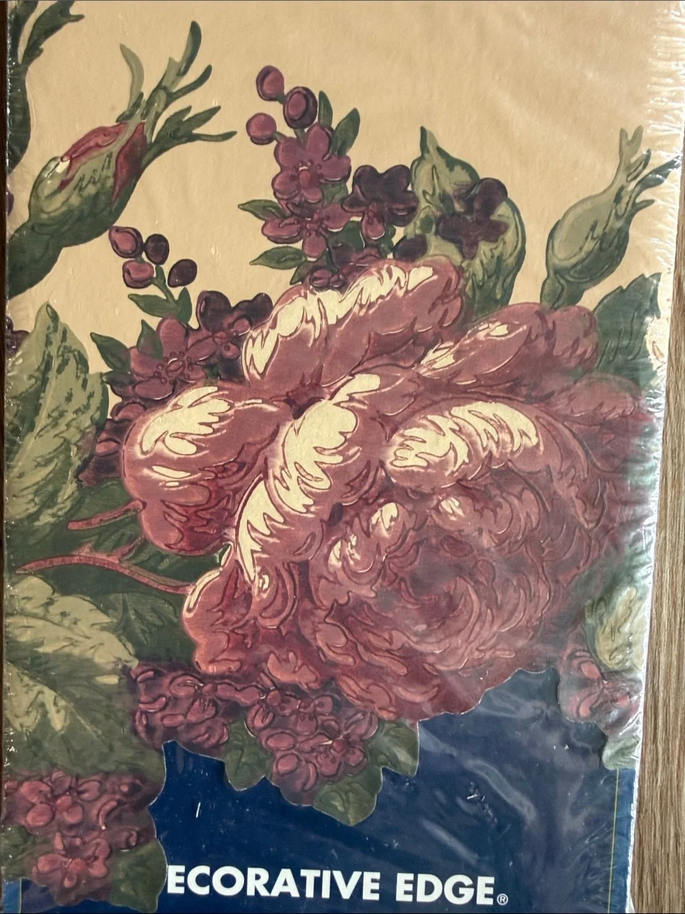 Vintage Classy Village Floral Wallpaper Border - Pink and Tan Floral - set of 4